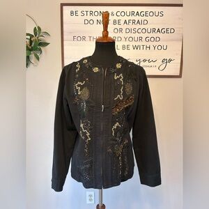 Chico’s Embroidered Black Jacket